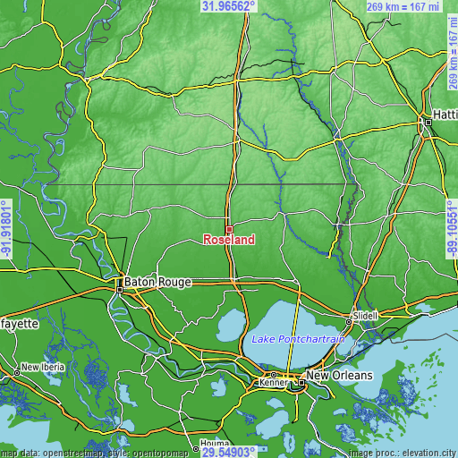 Topographic map of Roseland