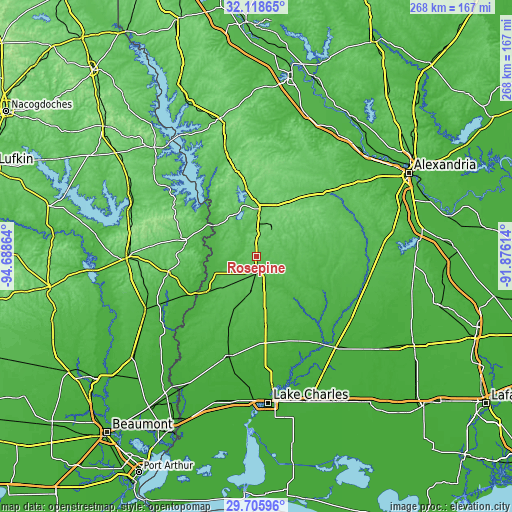 Topographic map of Rosepine