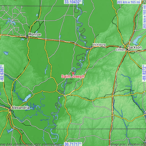 Topographic map of Saint Joseph