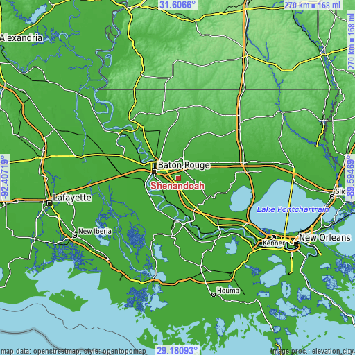 Topographic map of Shenandoah