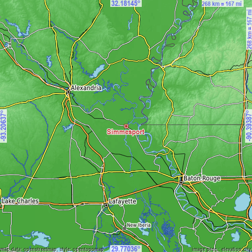 Topographic map of Simmesport