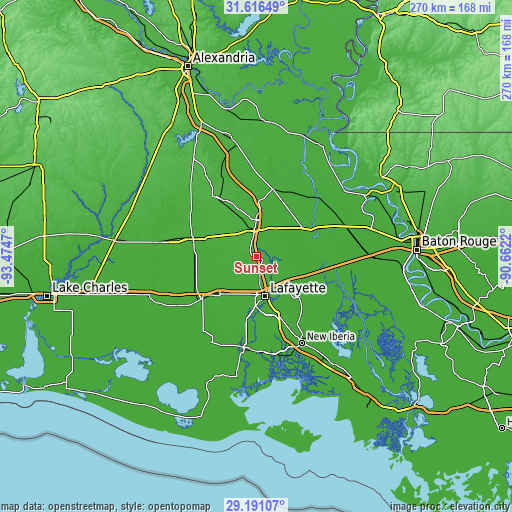 Topographic map of Sunset