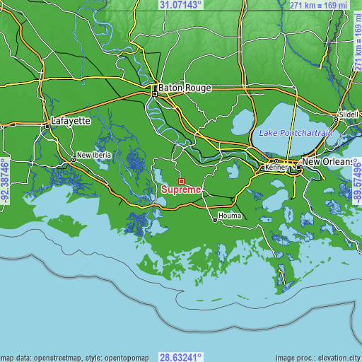 Topographic map of Supreme