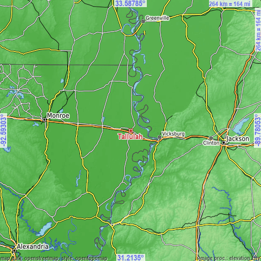 Topographic map of Tallulah