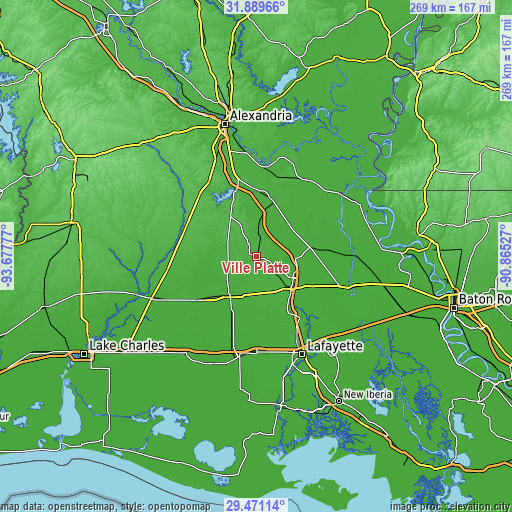 Topographic map of Ville Platte