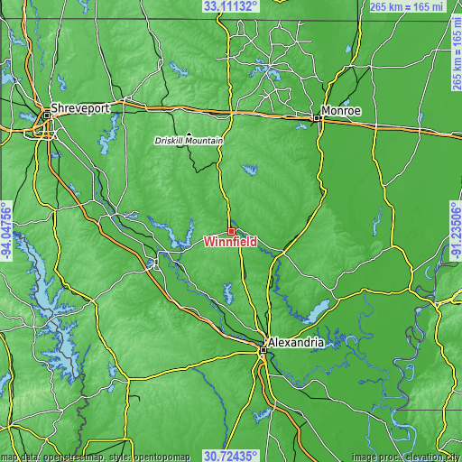 Topographic map of Winnfield