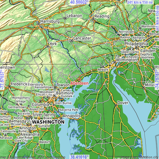 Topographic map of Aberdeen