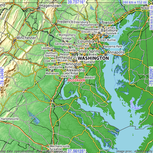 Topographic map of Accokeek