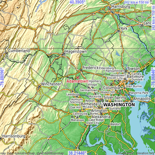 Topographic map of Adamstown