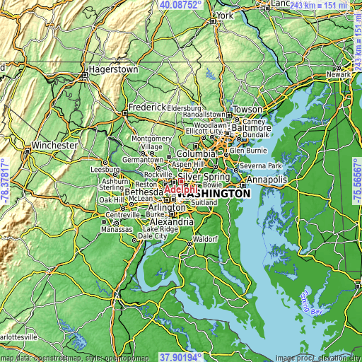 Topographic map of Adelphi