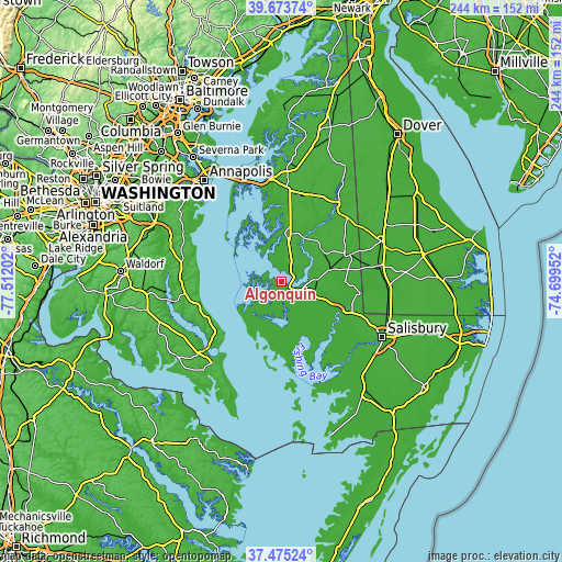 Topographic map of Algonquin