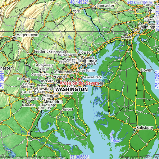 Topographic map of Arden on the Severn