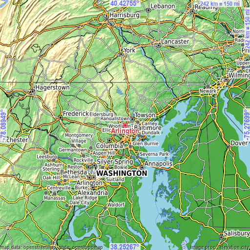 Topographic map of Arlington