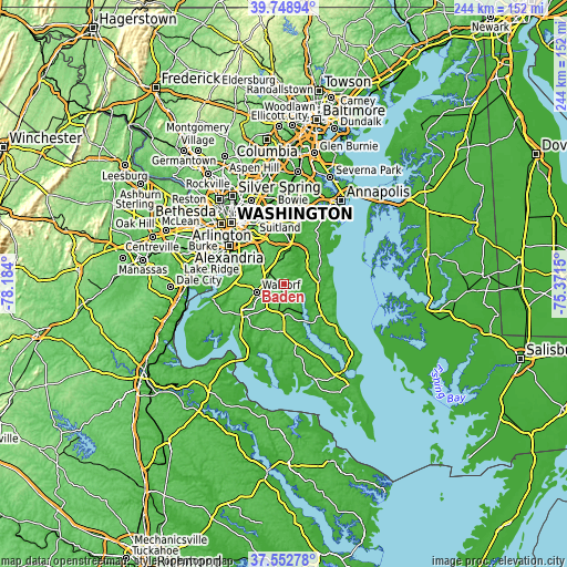 Topographic map of Baden