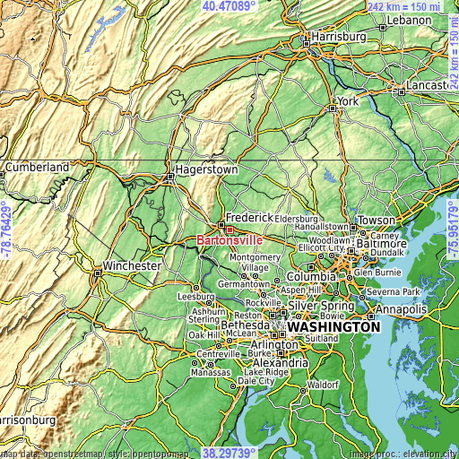 Topographic map of Bartonsville