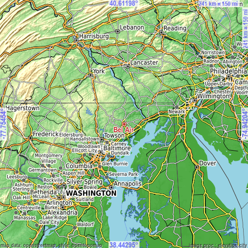 Topographic map of Bel Air