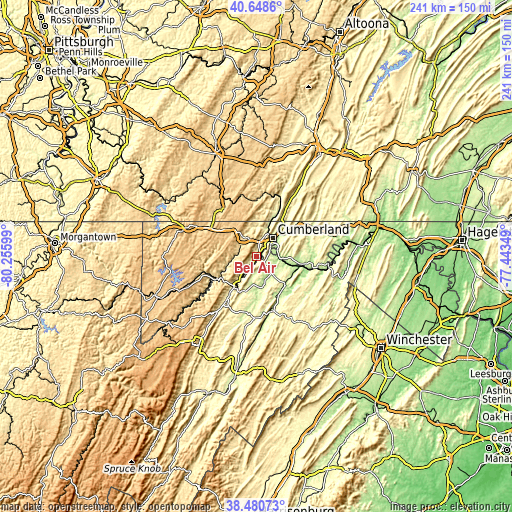 Topographic map of Bel Air