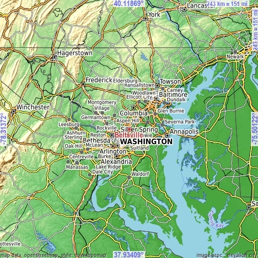 Topographic map of Beltsville