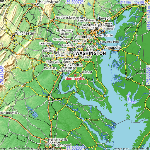 Topographic map of Bennsville