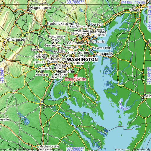 Topographic map of Brandywine