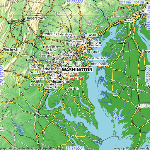 Topographic map of Brock Hall