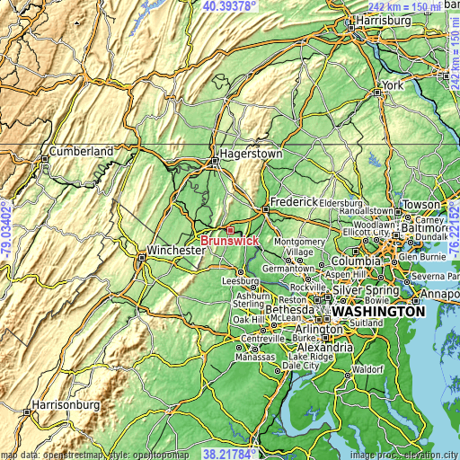 Topographic map of Brunswick