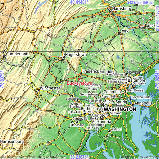 Topographic map of Buckeystown