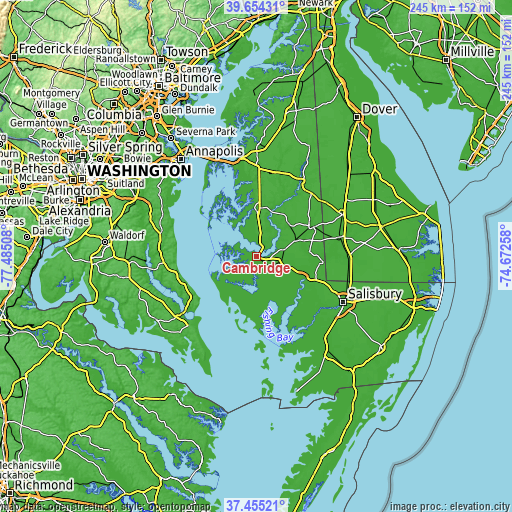 Topographic map of Cambridge