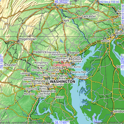 Topographic map of Catonsville