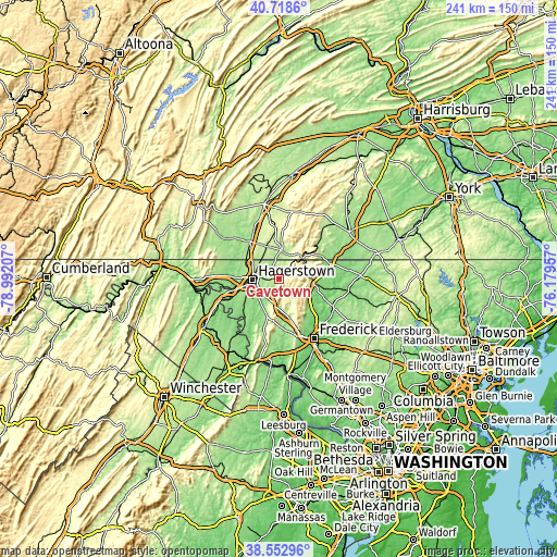 Topographic map of Cavetown