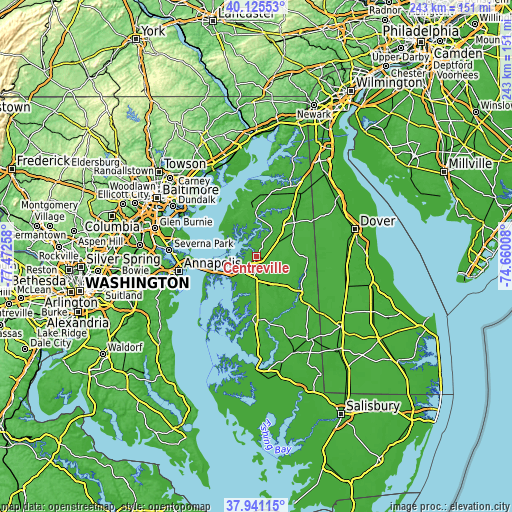 Topographic map of Centreville