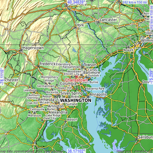Topographic map of Charlestown