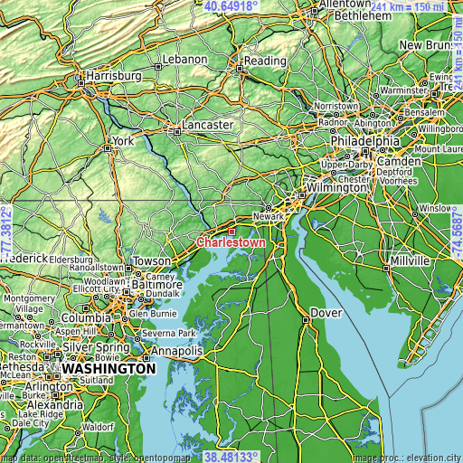 Topographic map of Charlestown