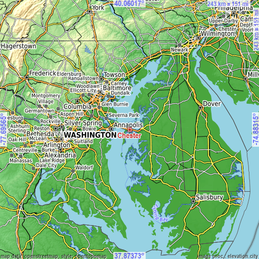 Topographic map of Chester