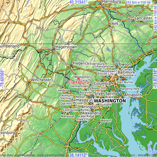 Topographic map of Clarksburg