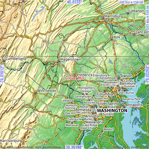 Topographic map of Clover Hill