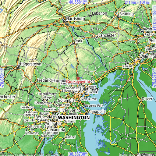 Topographic map of Cockeysville