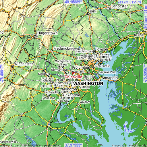 Topographic map of Colesville