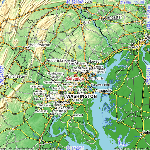 Topographic map of Columbia