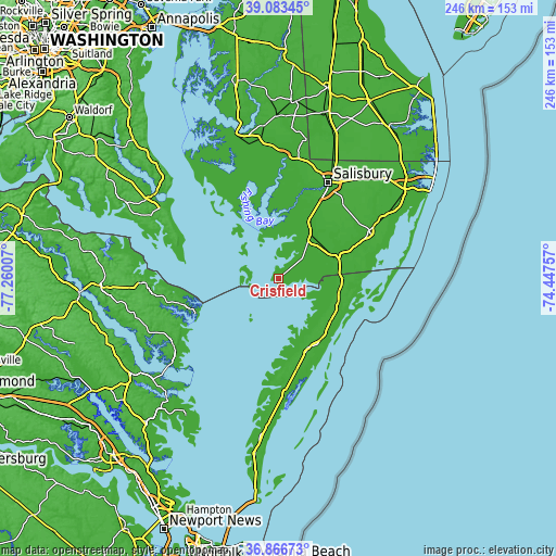 Topographic map of Crisfield