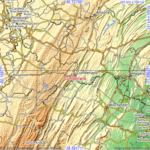 Topographic map of Cumberland