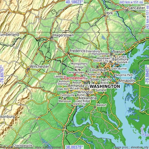 Topographic map of Darnestown