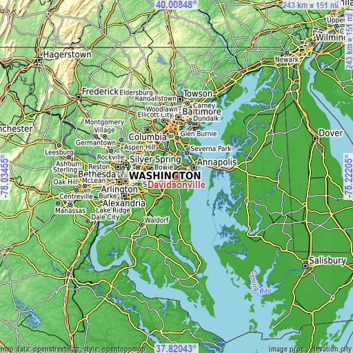 Topographic map of Davidsonville