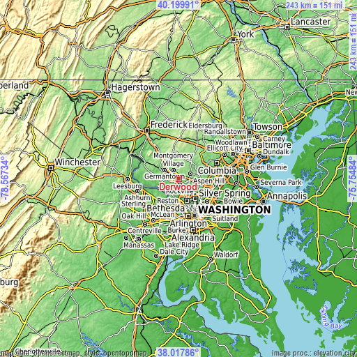 Topographic map of Derwood