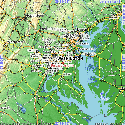 Topographic map of District Heights