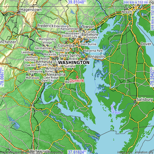 Topographic map of Dunkirk