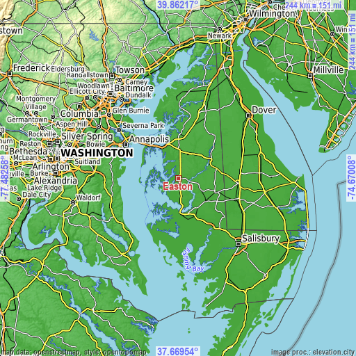 Topographic map of Easton