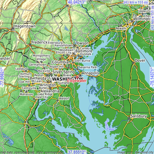 Topographic map of Edgewater