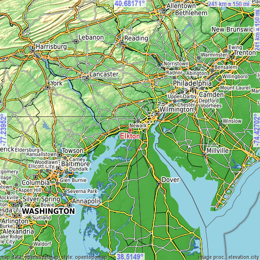 Topographic map of Elkton