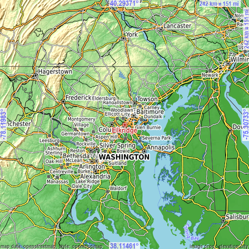 Topographic map of Elkridge